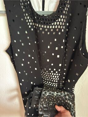 ASOS Sleeveless Black Laser-Cut Cropped Jumpsuit Size M